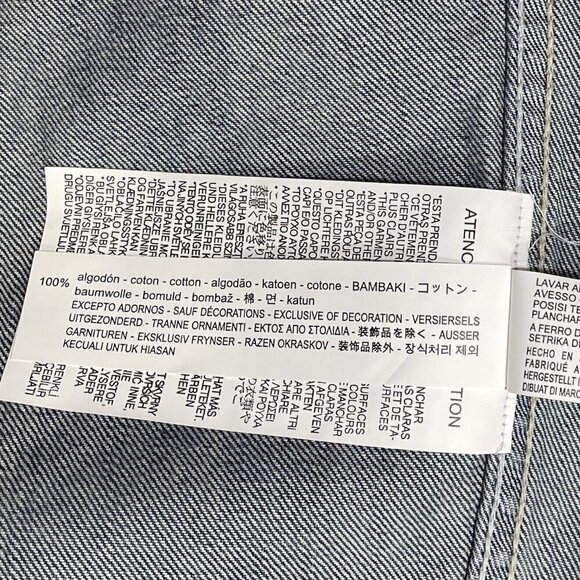 ZARA TRAFALUC DENIM Destroyed Graffiti Long Jean Jacket Women Small 90s Grunge - Picture 11 of 16